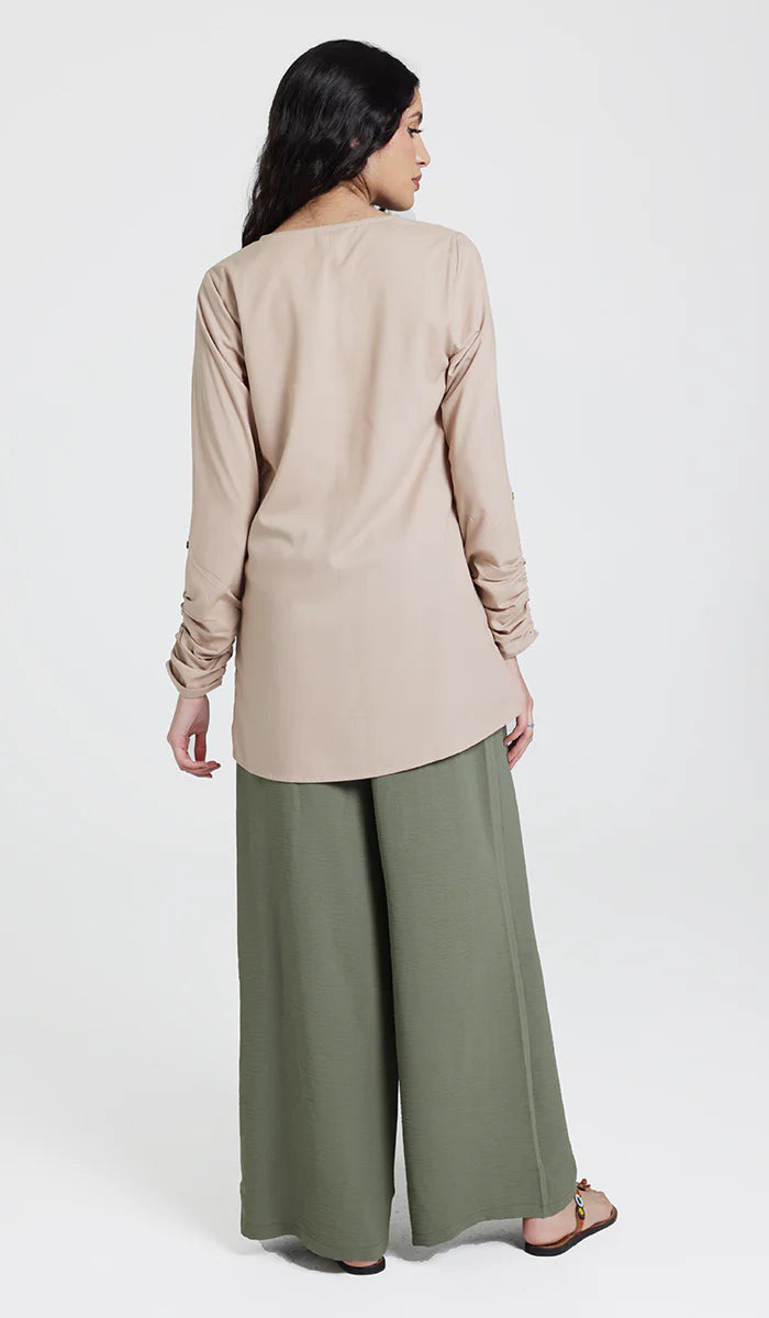 Falisha Cotton Feel Long Modest Tunic - Mocha