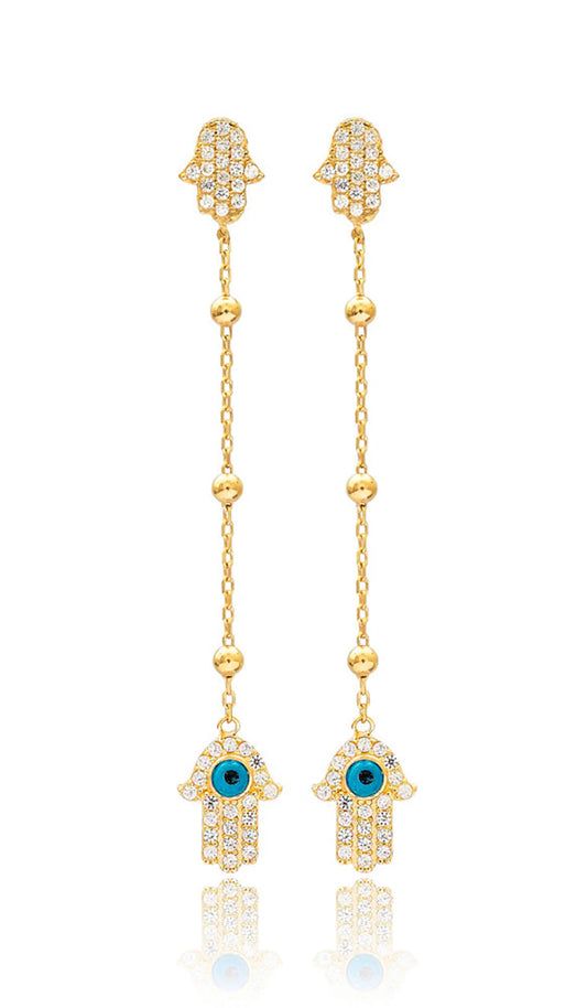 Miri Sterling Silver Khamsa Earrings - Gold