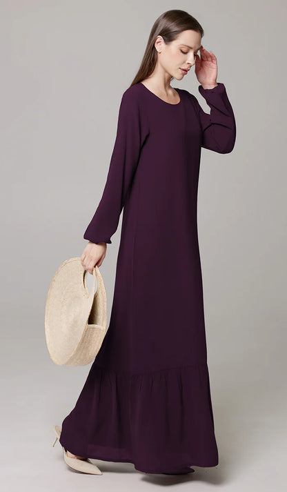 Batool Modest Chiffon Long Maxi Dress - Mulberry