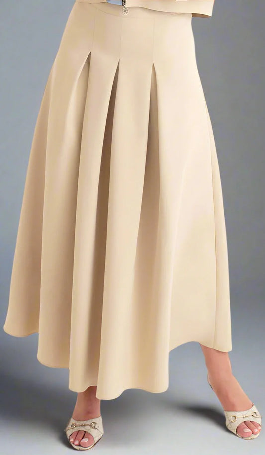 Mia Pleated Flowy Long Maxi Skirt - Khaki - FINAL SALE