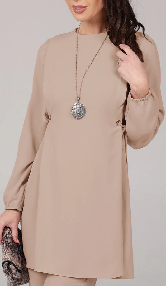 Sakinah Long Modest Adjustable Long Tunic - Latte - FINAL SALE