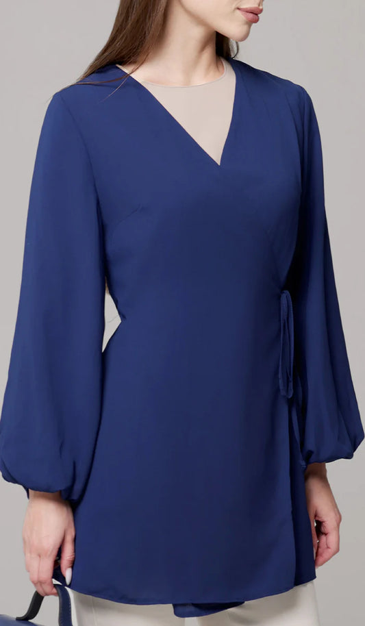 Ula Light Long Comfy Wrap Jacket - Lapis Blue - FINAL SALE