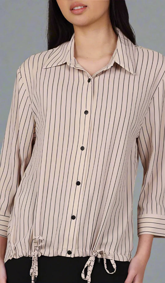 Parvin Pinstripe Button-down Shirt - Mocha - FINAL SALE