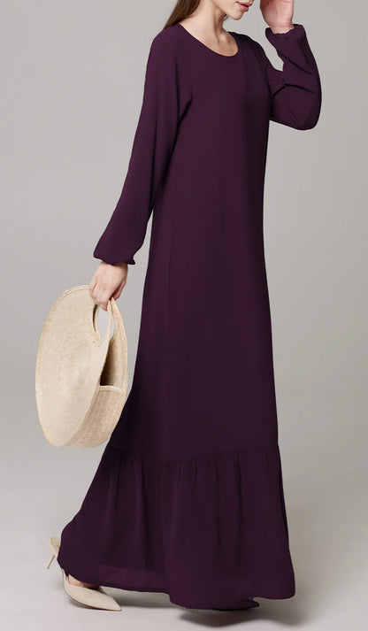 Batool Modest Chiffon Long Maxi Dress - Mulberry