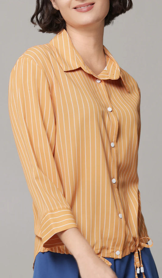 Parvin Pinstripe Button-down Shirt - Saffron - FINAL SALE