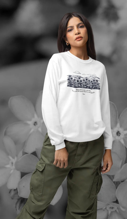 Satr Collection Unisex Long Sleeve 100% Cotton T-Shirt - Rain