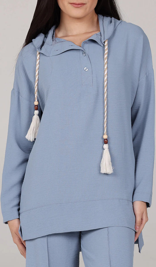 Tina Hoodie Shirt - Blue - FINAL SALE