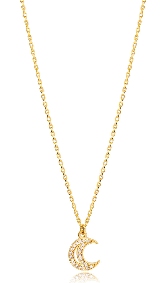 Mina Sterling Silver Crescent Moon Necklace - Gold