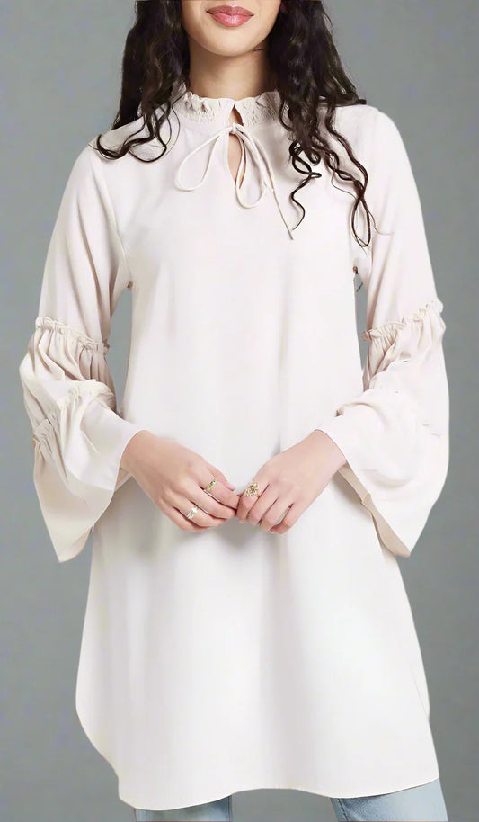Saba Long Modest Tunic Dress - Ecru