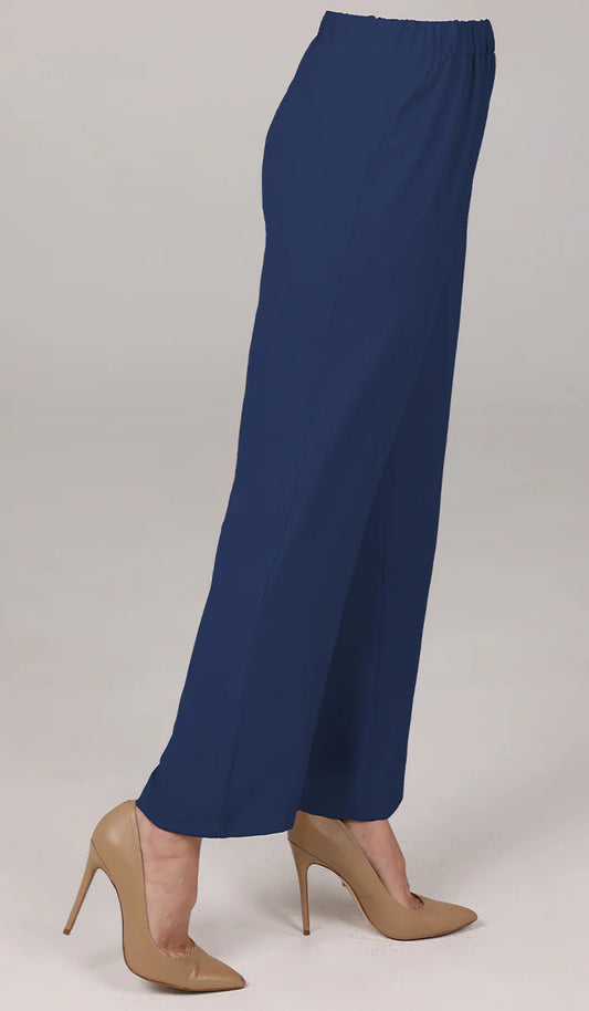 Sakinah Loose Stretch Waist Tapered Leg Pants - Marina Blue - FINAL SALE