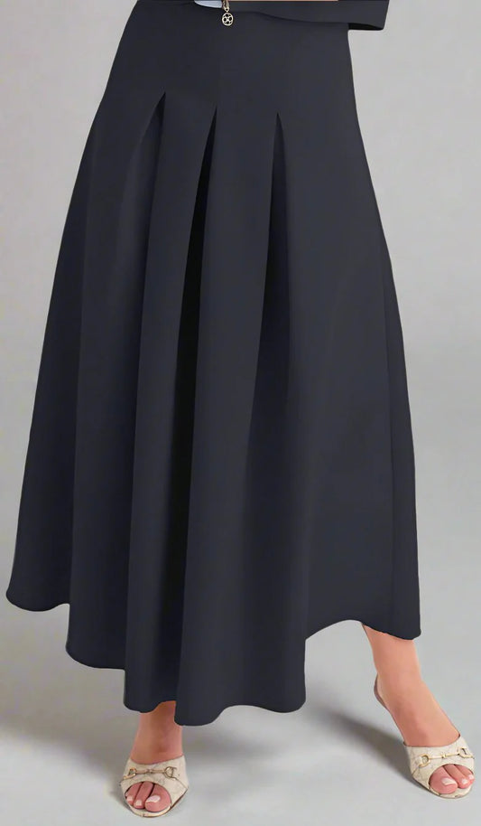 Mia Pleated Flowy Long Maxi Skirt - Black - FINAL SALE